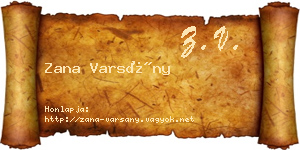 Zana Varsány névjegykártya